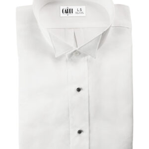 Microfiber pleated slim fit wing collar formal shirt