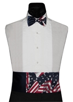 3 American Flags Cummerbund and Tie