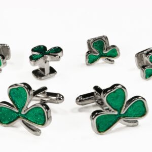 Silver Irish Clovers studs and links