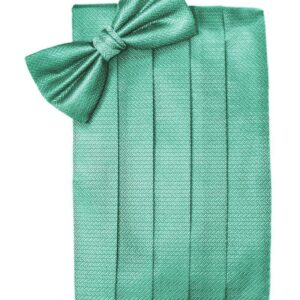 Aqua Herringbone Cummerbund and Tie