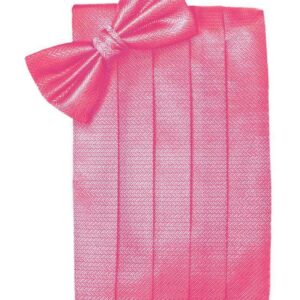 Bubblegum Herringbone Cummerbund and Tie