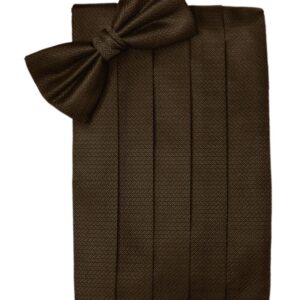 Chocolate Herringbone Cummerbund and Tie