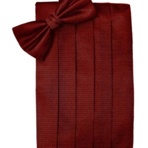 Claret Herringbone Cummerbund and Tie