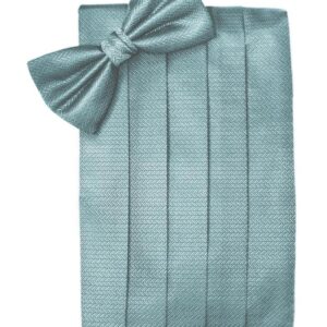 Cloudy Herringbone Cummerbund and Tie