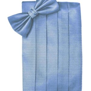 Cornflower Herringbone Cummerbund and Tie