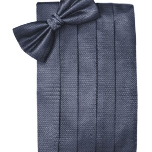 Desert Blue Herringbone Cummerbund and Tie