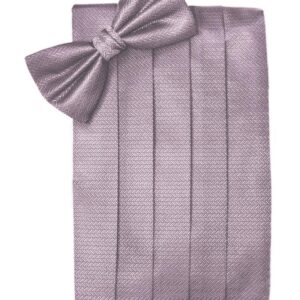 Frosty Pink Herringbone Cummerbund and Tie