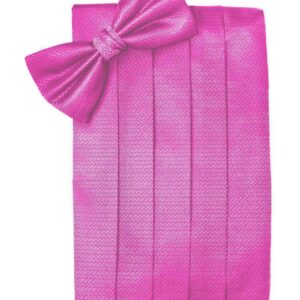 Fuchsia Herringbone Cummerbund and Tie