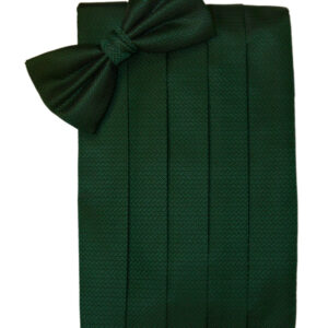 Hunter Herringbone Cummerbund and Tie