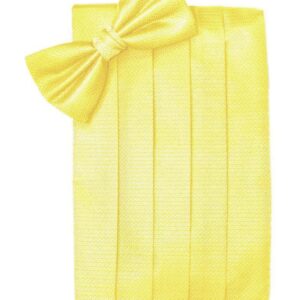 Lemon Herringbone Cummerbund and Tie