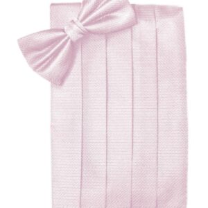 Light Pink Herringbone Cummerbund and Tie