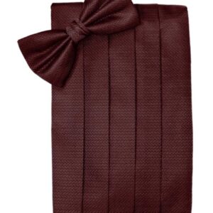 Merlot Herringbone Cummerbund and Tie