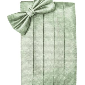 Mint Herringbone Cummerbund and Tie