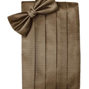 Mocha Herringbone Cummerbund and Tie