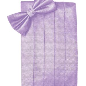 Pastel Lavender Herringbone Cummerbund and Tie