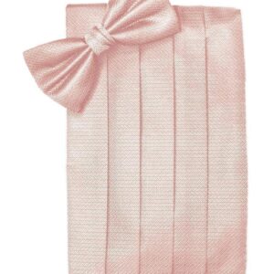 Peach Herringbone Cummerbund and Tie