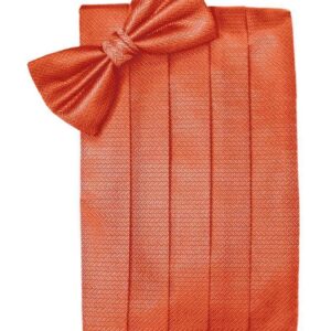 Persimmon Herringbone Cummerbund and Tie