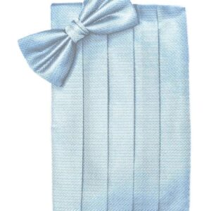 Powder Blue Herringbone Cummerbund and Tie