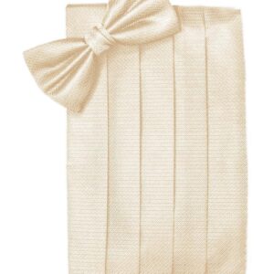 Sand Herringbone Cummerbund and Tie