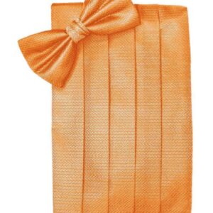 Tangerine Herringbone Cummerbund and Tie