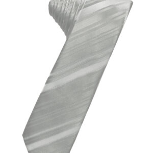 Platinum Striped Satin Skinny Windsor