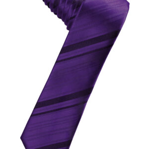 Purple Striped Satin Skinny Windsor