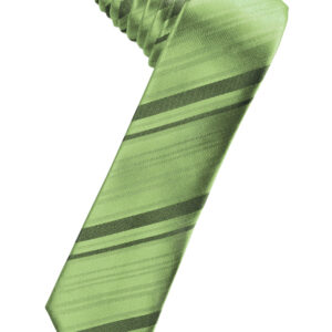 Sage Striped Satin Skinny Windsor
