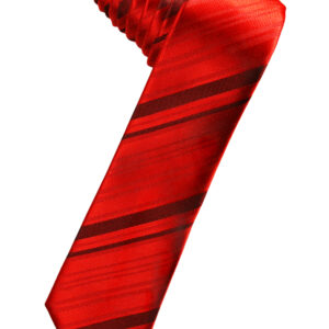 Scarlet Striped Satin Skinny Windsor