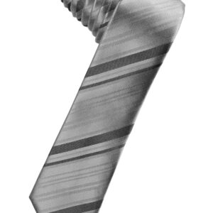 Silver Striped Satin Skinny Windsor