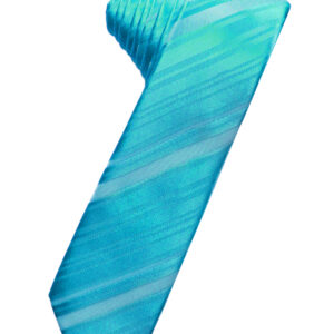 Turquoise Striped Satin Skinny Windsor
