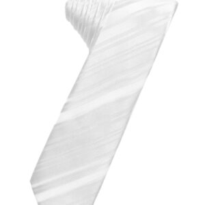 White Striped Satin Skinny Windsor