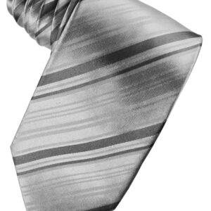 Silver Striped Silk Windsor Tie