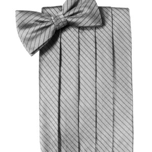 Silver Palermo Cummerbund and Tie