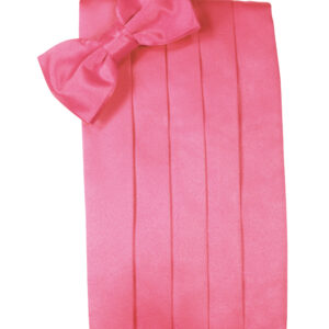 Bubblegum Solid Satin Cummerbund and Tie