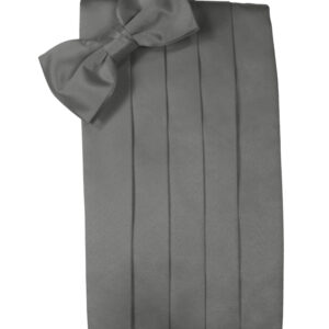 Charcoal Solid Satin Cummerbund and Tie