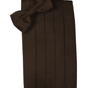 Chocolate Solid Satin Cummerbund and Tie