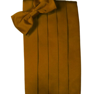 Cognac Solid Satin Cummerbund and Tie