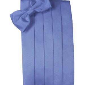 Cornflower Solid Satin Cummerbund and Tie