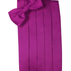 Fuchsia Solid Satin Cummerbund and Tie