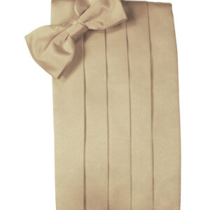 Golden Solid Satin Cummerbund and Tie