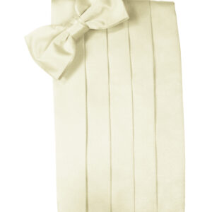 Ivory Solid Satin Cummerbund and Tie