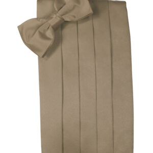 Latte Solid Satin Cummerbund and Tie