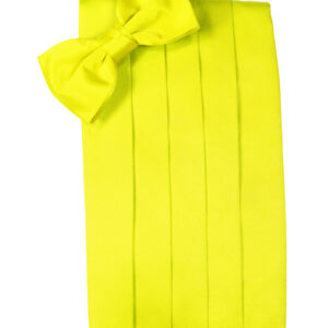 Lemon Solid Satin Cummerbund and Tie