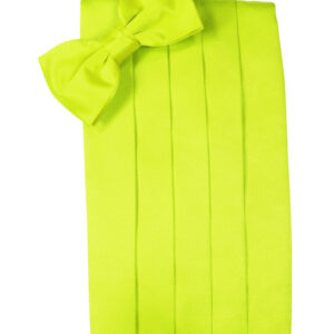 Lime Solid Satin Cummerbund and Tie