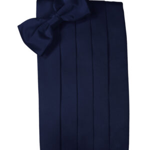 Marine Solid Satin Cummerbund and Tie