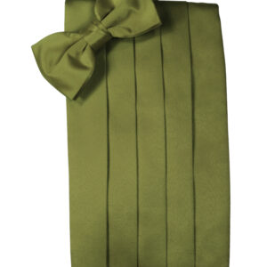 Moss Solid Satin Cummerbund and Tie