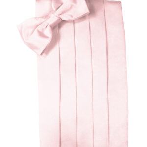 Pink Solid Satin Cummerbund and Tie