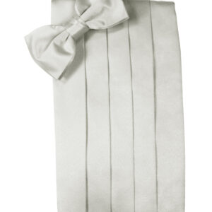Platinum Solid Satin Cummerbund and Tie
