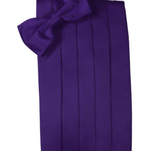 Purple Solid Satin Cummerbund and Tie