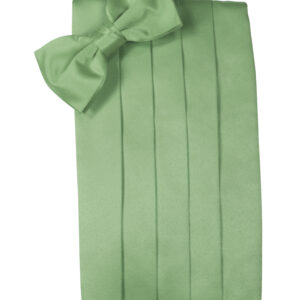 Sage Solid Satin Cummerbund and Tie
